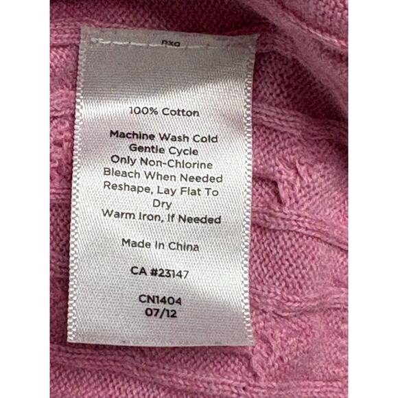 Talbots Pink Cableknit 100% cotton women's turtleneck Size S - Picture 5 of 8